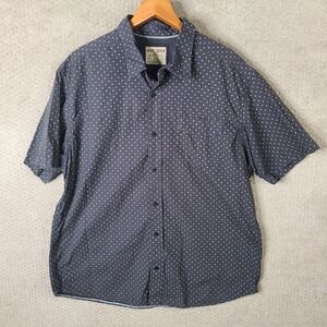 Hudson Barrow NYC Shirt Mens 2X Gray Polka Dot Short Sleeve Button Down Cotton